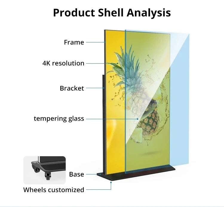 43"/55"/65"/75" Floor-Mounted 4K Ultra HD Vertical Touchscreen Advertising Display with WiFi and CMS Software – Indoor LCD Digital Signage Totem