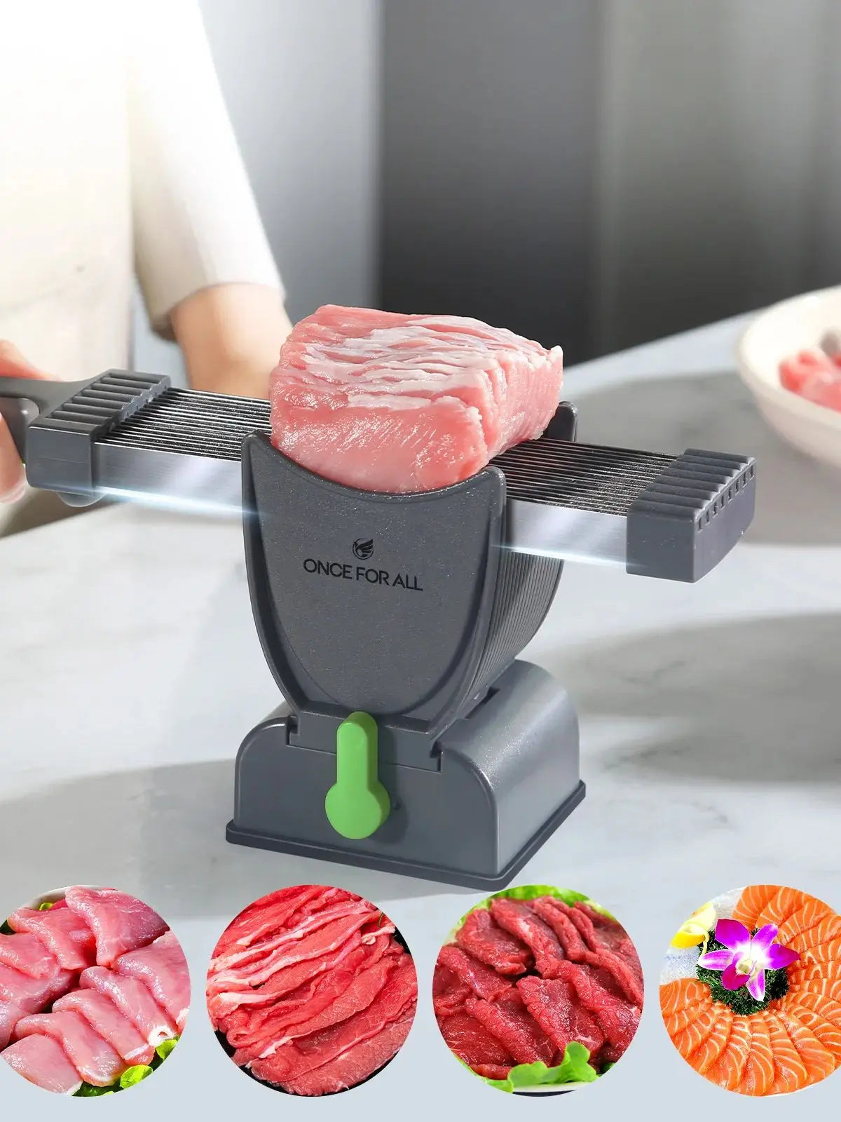 All-in-One Manual Stainless Steel Meat Slicer – Mini Cutter for Dicing, Slicing & Stripping Fresh Meat at Home