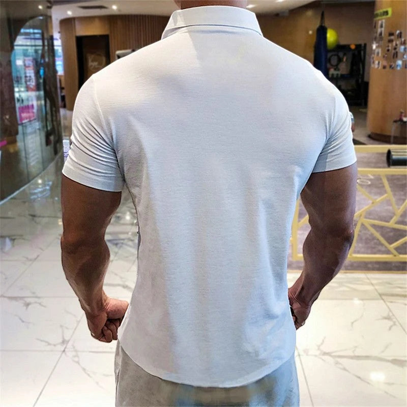 Men’s Slim Fit Polo Shirt – Quick Dry Solid Color Short Sleeve Sports Tee for Spring & Summer