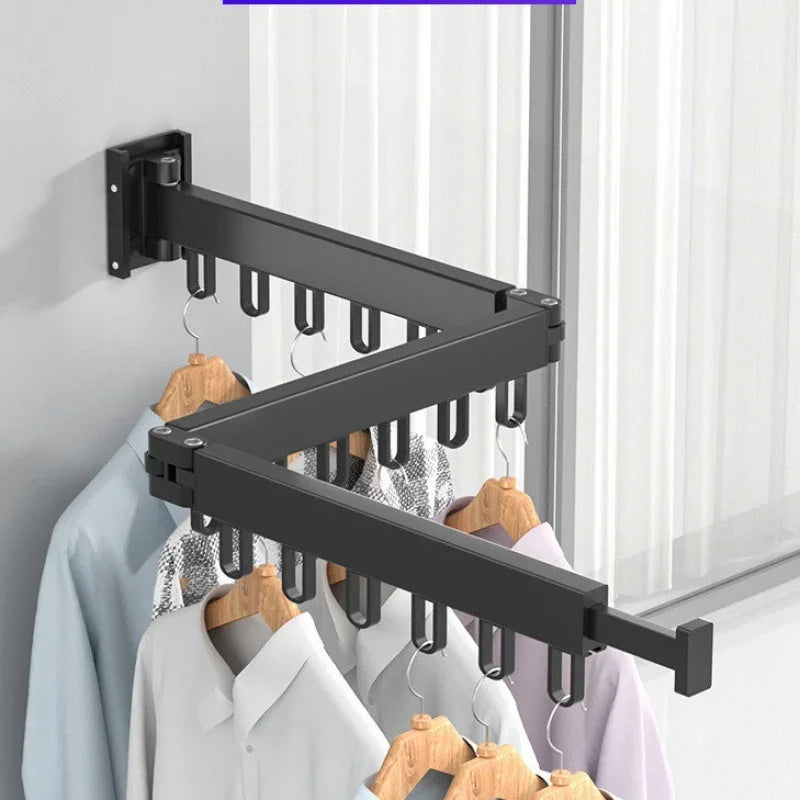 Wall-Mounted Retractable Clothes Drying Rack – Foldable Aluminum Hanger for Balcony, Laundry Room & Indoor Use