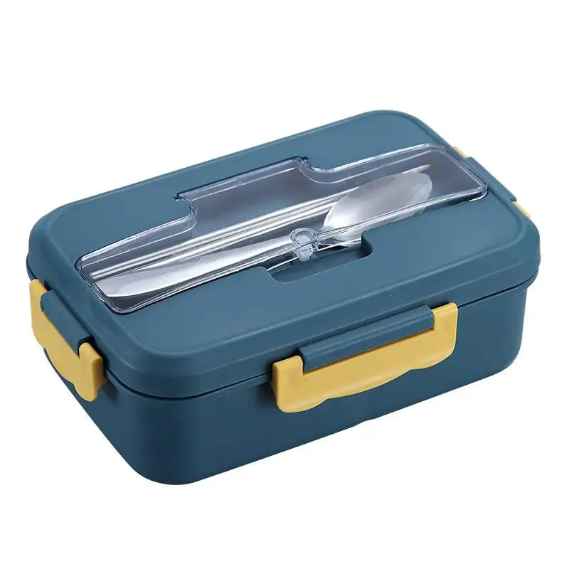Microwaveable Bento Lunch Box with Spoon & Chopsticks – Wheat Straw Food Container for Kids, School & Office