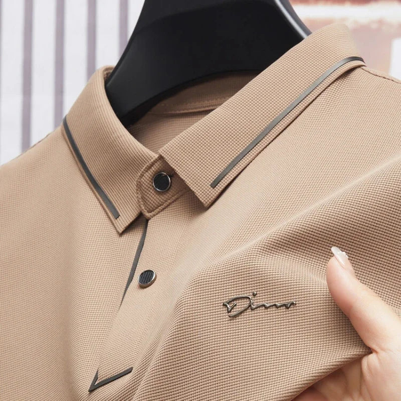 Men's Seamless Polo Shirt – Premium Cool Touch Fabric, Slim Fit Business Casual Golf Tee with Turn-Down Collar