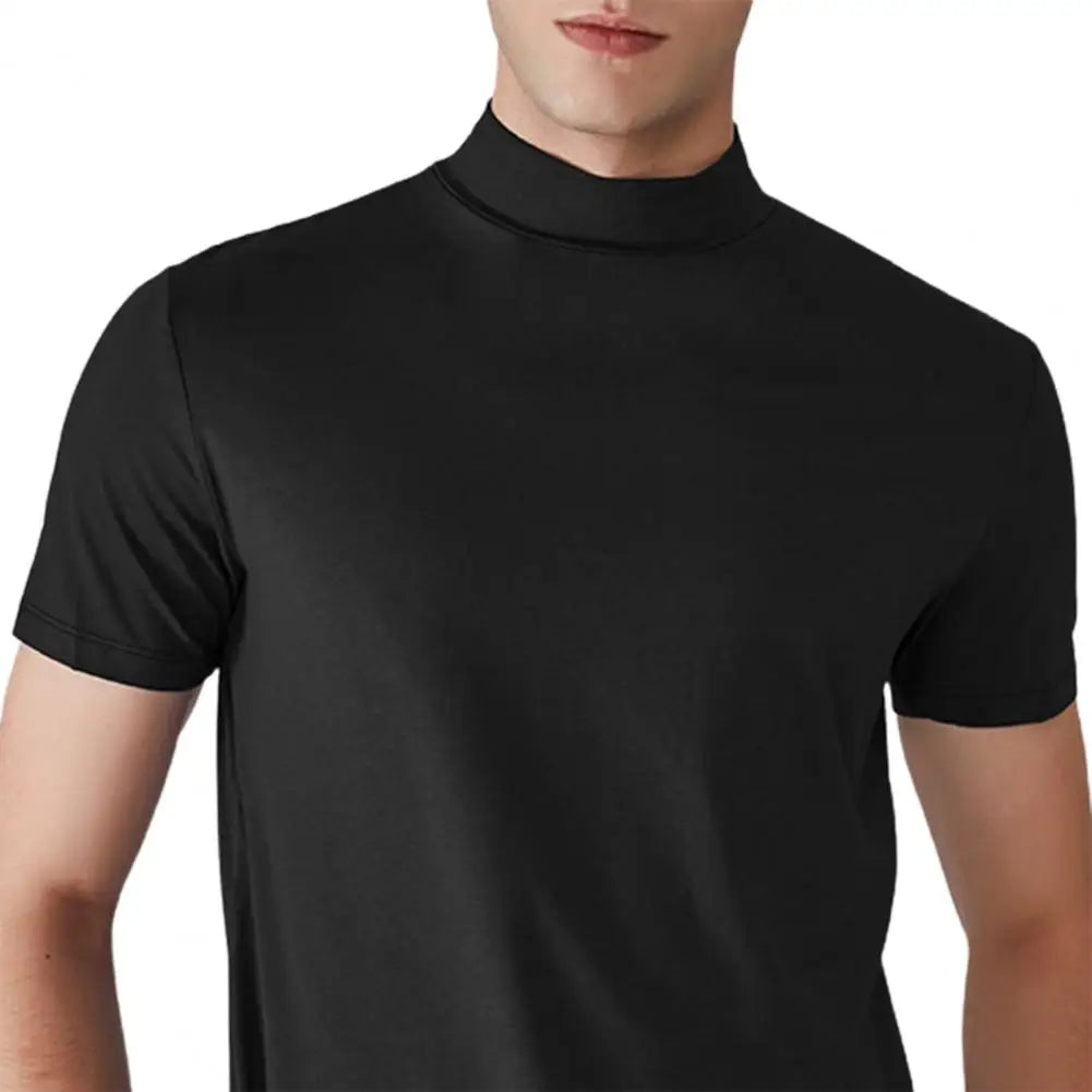 Men’s Slim Fit Half-High Collar Quick-Dry T-Shirt – Short Sleeve Lightweight Summer Sports Tee