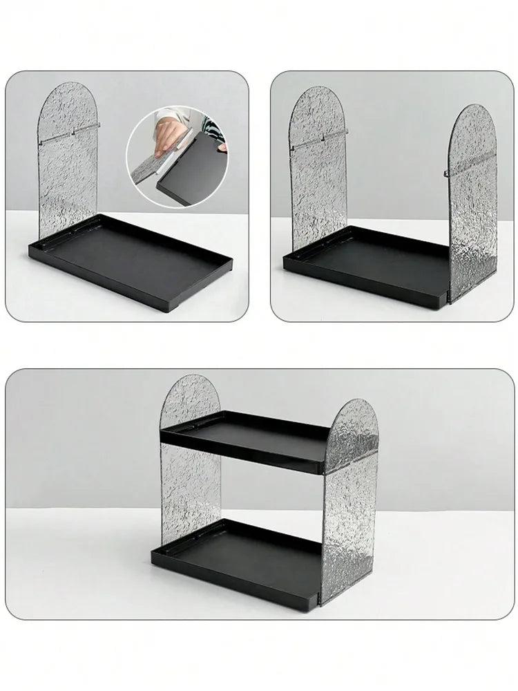Clear Acrylic Makeup Organizer – Double-Layer Lipstick & Skincare Storage Box, Desktop Display Rack