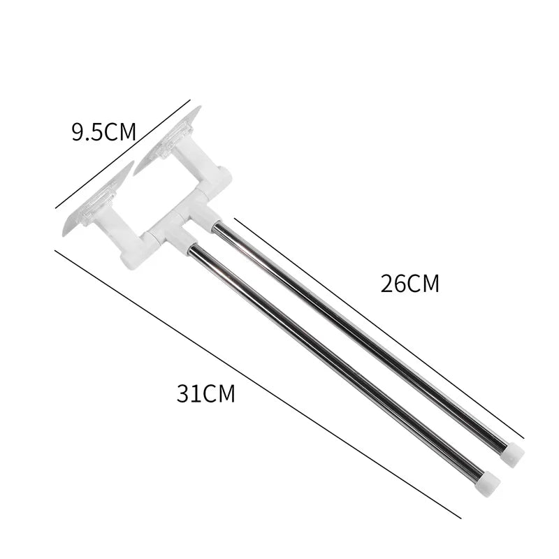 Rotating Bathroom Towel Rack – Punch-Free Wall-Mounted Stainless Steel Organizer with Suction Cup