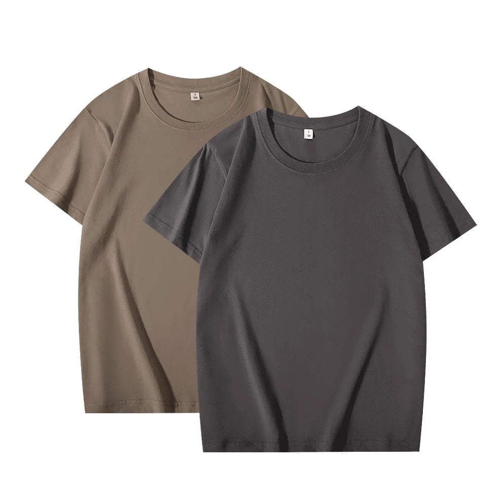 2-Pack Unisex Solid Color T-Shirts – 100% Cotton, Loose Fit, Short Sleeve, Basic Everyday Tees for Men & Women, White & Black Options