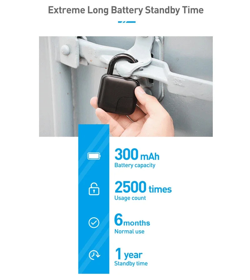 Smart Fingerprint Padlock – Keyless Biometric Security Lock with Password Access, Anti-Theft Protection, and TTLOCK/Tuya App Control