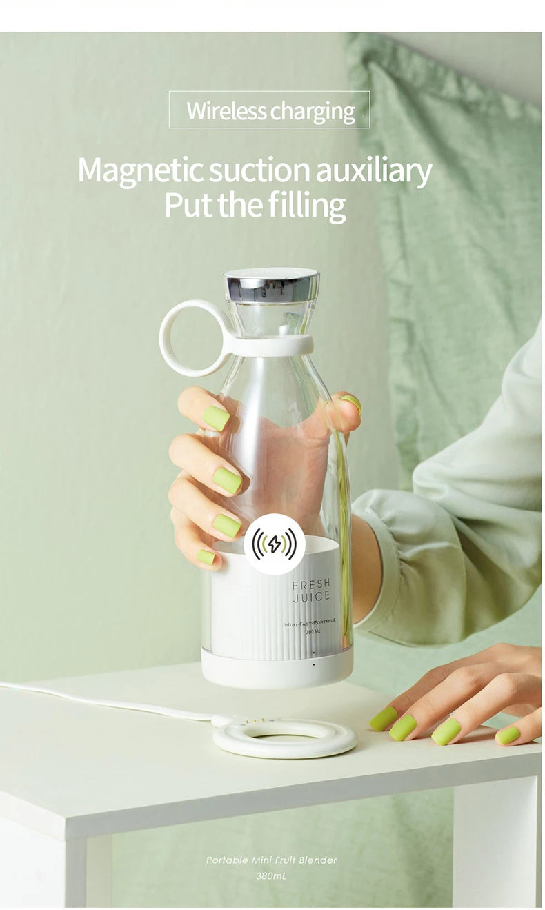 Portable Mini Electric Juicer Blender – USB Rechargeable Fruit Mixer & Multifunctional Smoothie Maker
