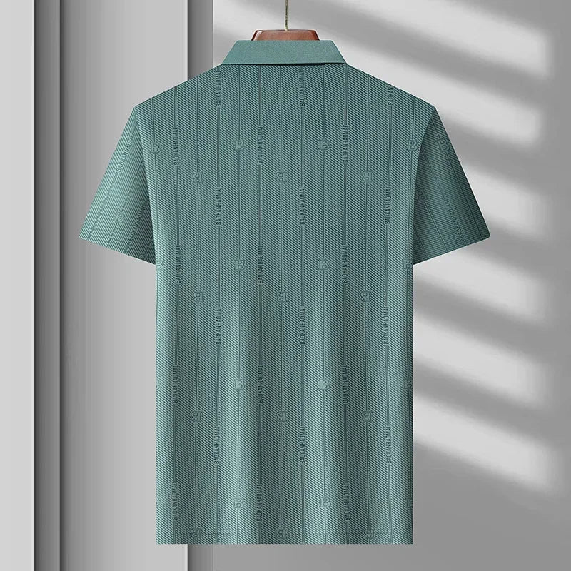 Men’s Breathable Ice Silk Polo Shirt – Seamless Short Sleeve Business Casual Summer Top