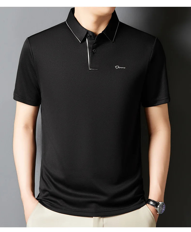Men’s Premium Seamless Polo – Luxury Cool Fabric, Slim Fit, Anti-Wrinkle, Business‑Casual Golf Tee