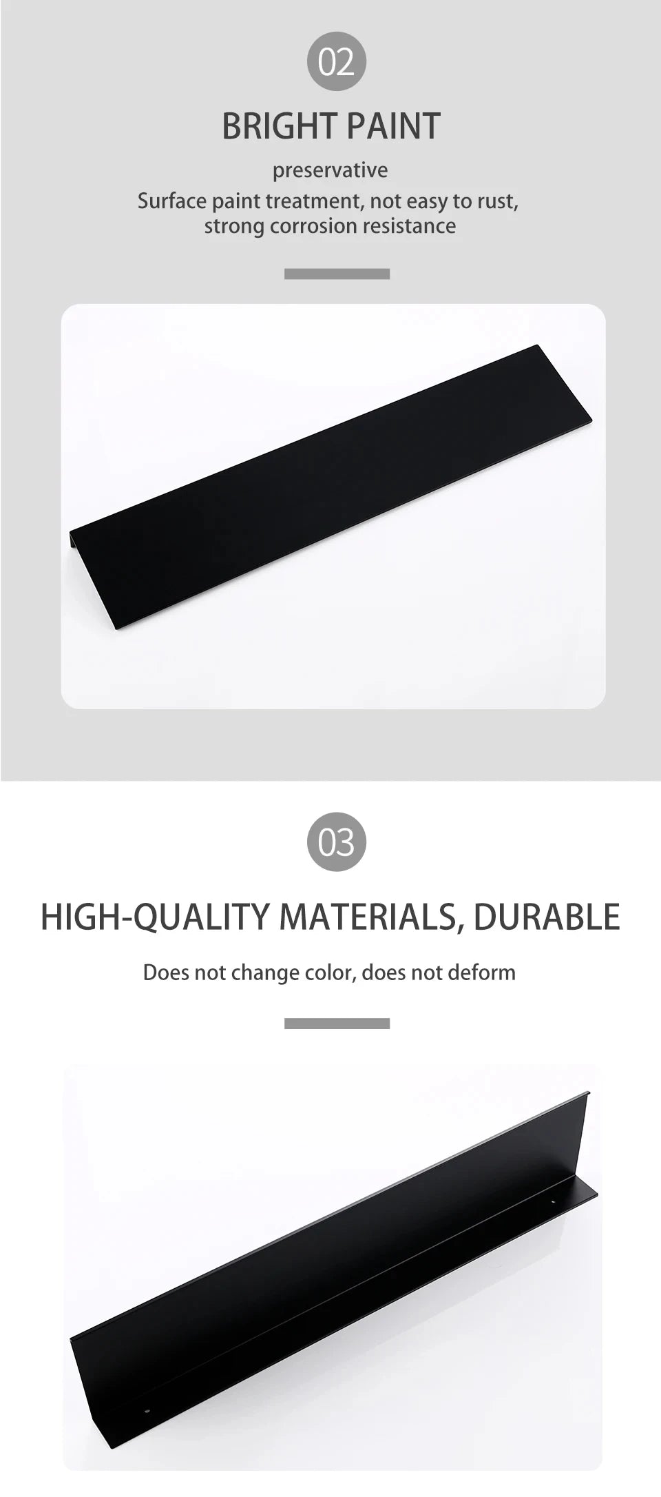 Matte Black Wall-Mounted Shelf – Modern Bathroom & Kitchen Storage Rack (30-50cm) – Shower Organizer Wholesale Promotion