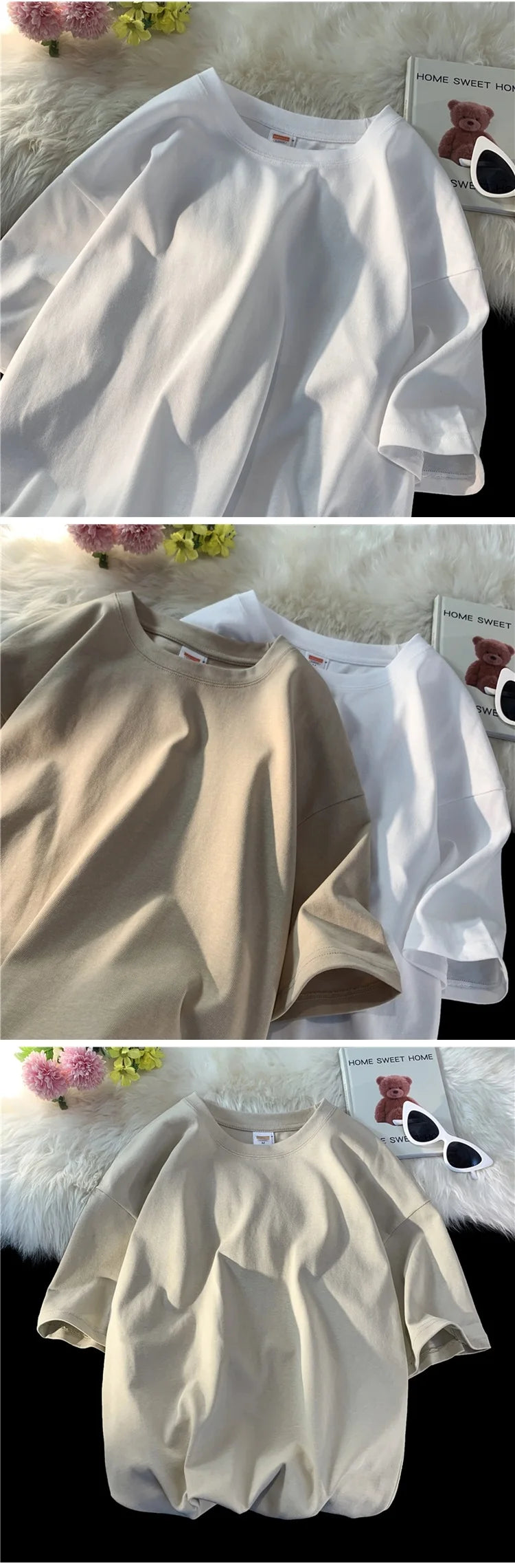 Unisex Oversized Heavyweight Cotton T-Shirt – 260gsm Basic Solid Color Hip-Hop Style Summer Tee