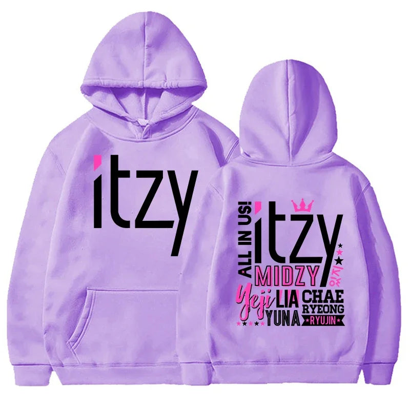 Unisex Kpop ITZY Hoodie – Casual Long Sleeve Printed Sweatshirt for Men & Women | Autumn/Winter Korean Fashion Pullover