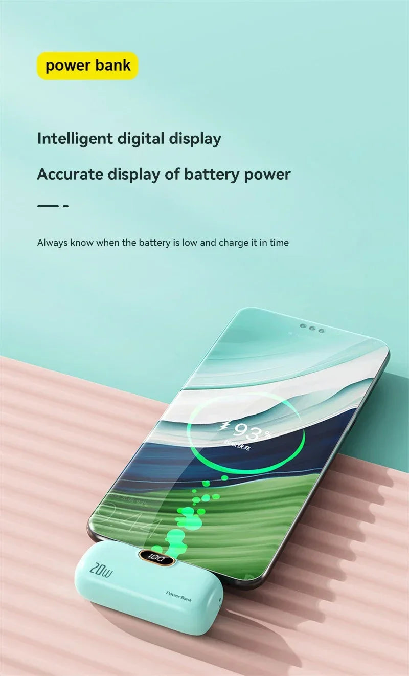 Mini 10000mAh Portable Power Bank with Built-in Cables – Compact External Battery Charger for iPhone & Type-C Devices