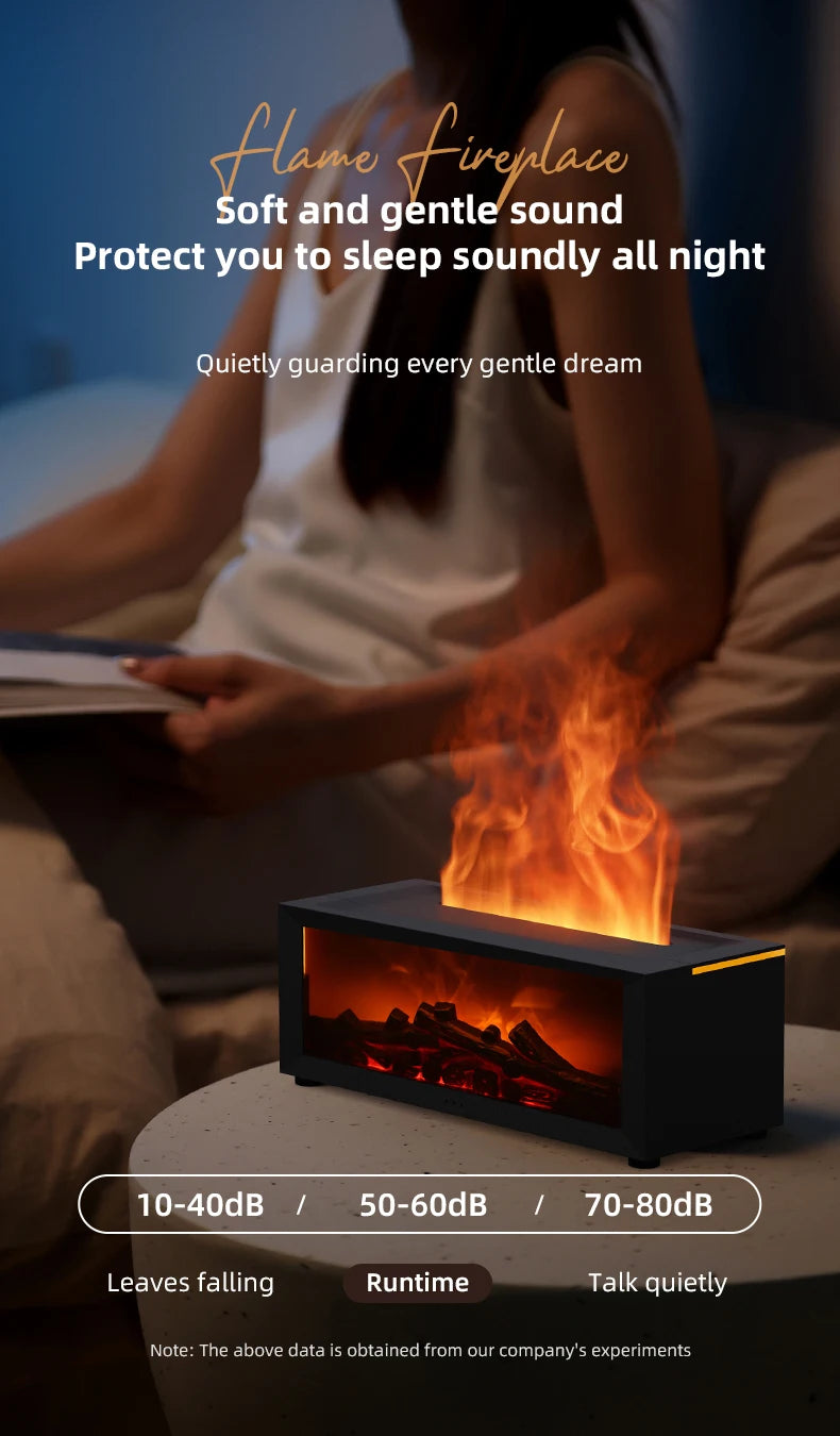 3D Flame Essential Oil Diffuser with Colorful Fireplace Aromatherapy Humidifier and Remote Control