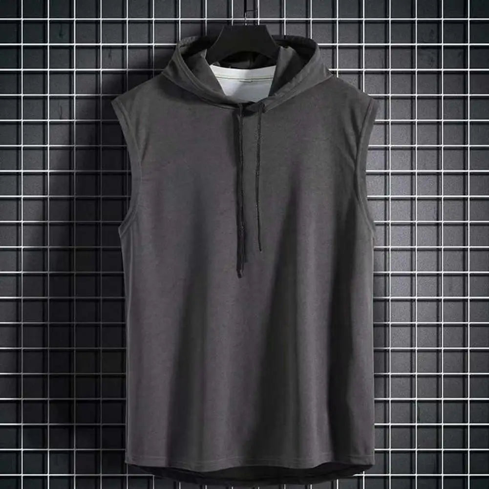 Men’s Sleeveless Gym Hoodie – Lightweight Summer Sports Vest with Hood | Casual Fitness Tank Top