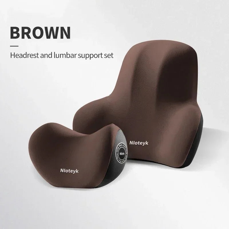 Universal Memory Foam Neck & Lumbar Support Cushion – Ergonomic Car Seat Pillow for Comfort & Posture