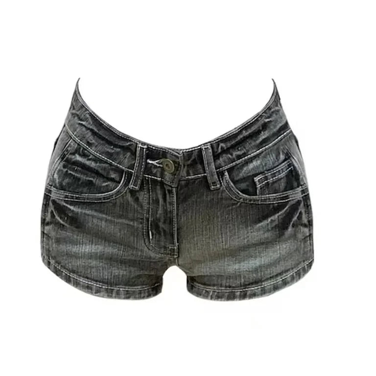 Women's Retro Leopard Print Denim Shorts – Washed Slim Fit Streetwear Y2K Style Summer 2025