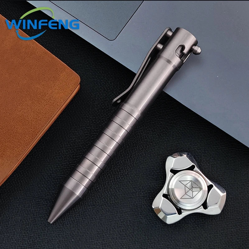 Titanium Tactical Ballpoint Pen – Bolt Action Business Pen with Glass Breaker, Self-Defense Survival EDC Tool