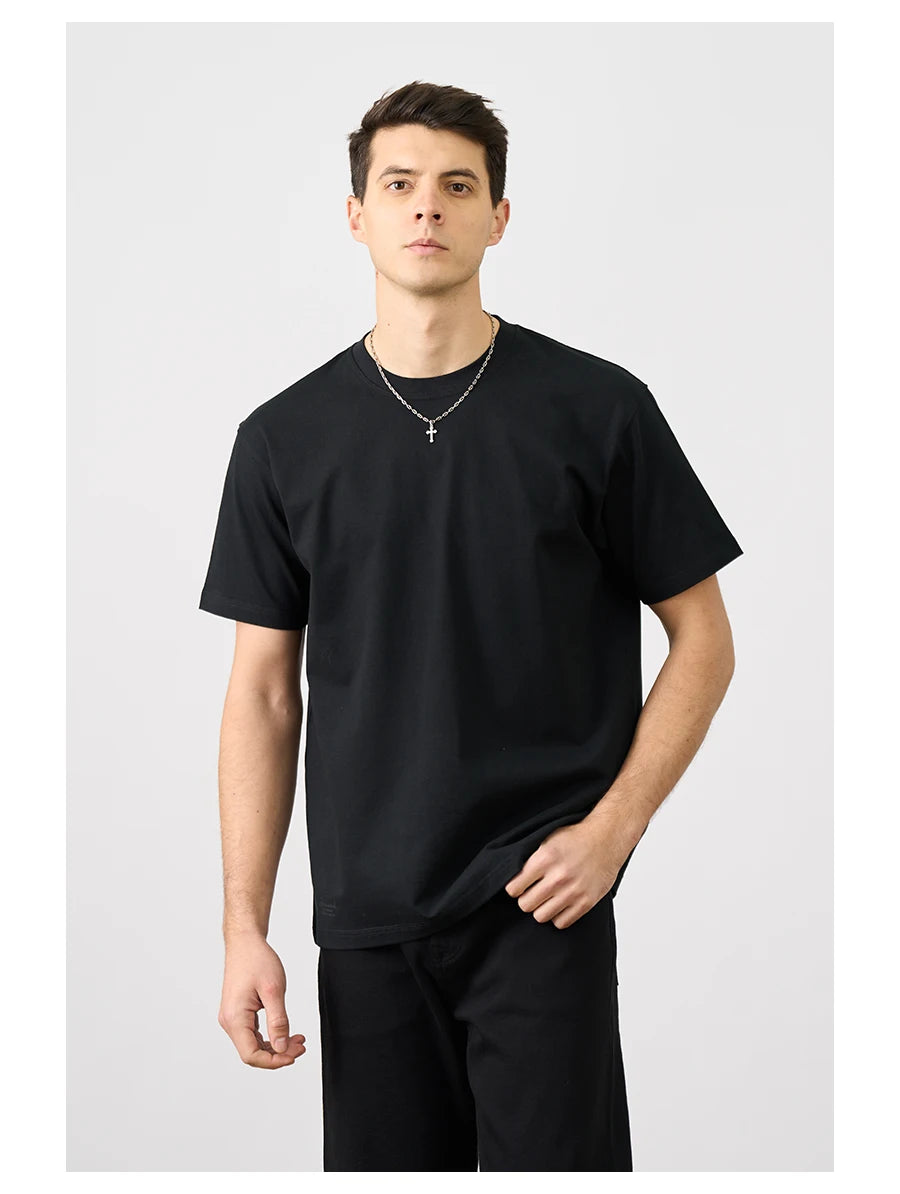 SIMWOOD 2025 Men’s Oversized 100% Cotton T-Shirt – Breathable & Comfortable Spring/Summer Top, 310gsm