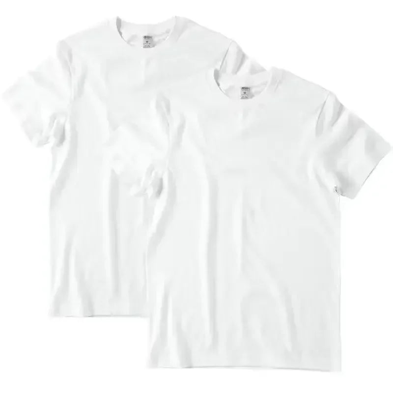2-Pack Basic Solid Color T-Shirts for Men and Women, 100% Cotton, White and Black, Loose Fit, Short Sleeve, O-Neck, Perfect Couple Tops