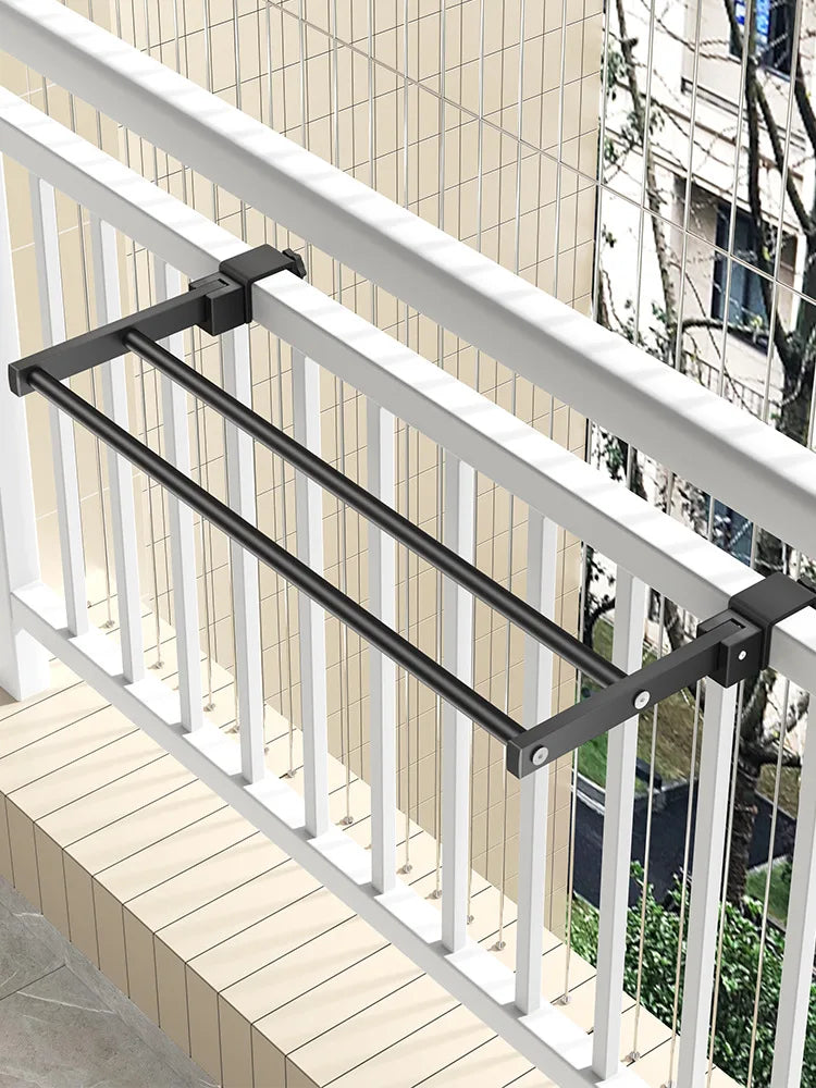 Adjustable Snap-On Drying Rack for Balcony or Window Railings — Space-Saving Clothes Hanger for Indoor/Outdoor Use