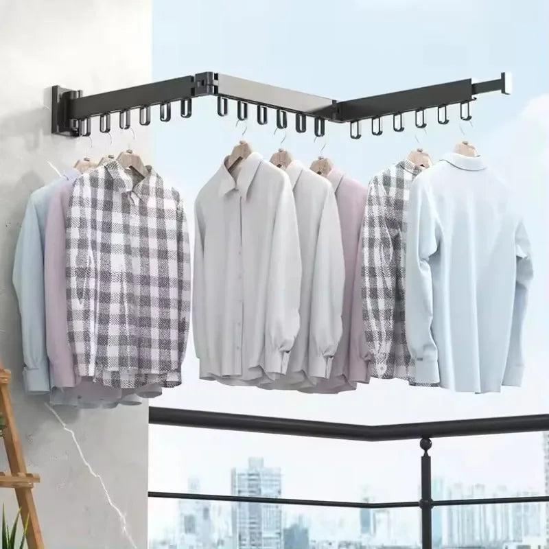 Wall-Mounted Retractable Clothes Drying Rack – Foldable Aluminum Hanger for Balcony, Laundry Room & Indoor Use