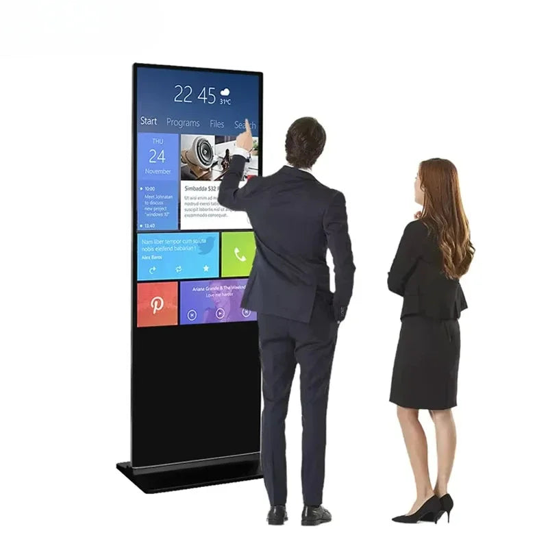 55-Inch Floor-Standing Interactive Touchscreen Kiosk – Vertical LCD Digital Signage Advertising Display Panel
