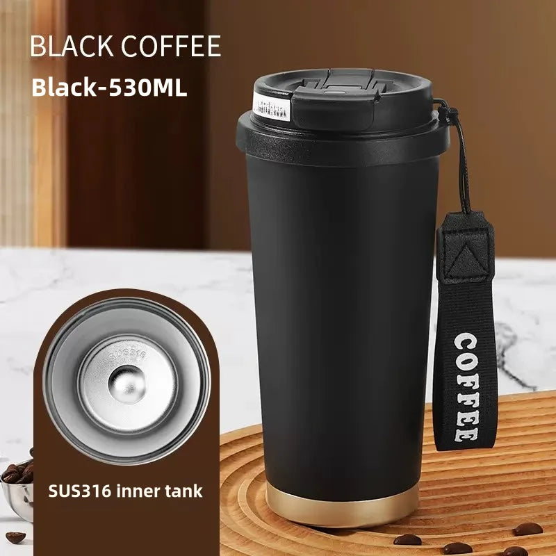 530ml Travel Coffee Mug – Reusable with Seal Lid, Stainless Steel & Ceramic Liner, Perfect for On-the-Go Coffee