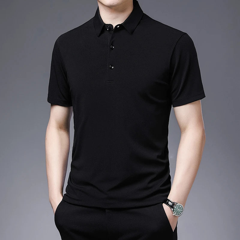 2024 Men's Solid Color Polo Shirt – Summer Casual Business Style, Short Sleeve, Comfortable & Breathable