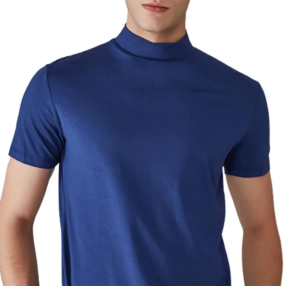 Men’s Slim Fit Half-High Collar Quick-Dry T-Shirt – Short Sleeve Lightweight Summer Sports Tee