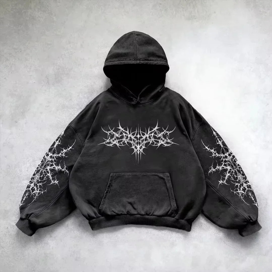 American Y2K-Inspired Oversized Padded Hoodie – Women's Streetwear Hip Hop Zip-Up Sweatshirt, Casual Punk Couple Style Outerwear