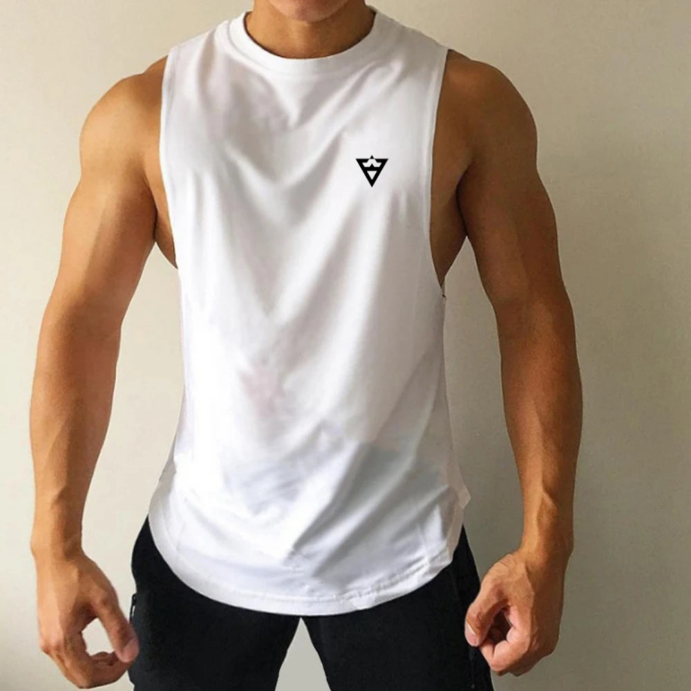 Men's Solid Color Sleeveless Tank Top – Casual O-Neck Gym Vest for Summer Fitness