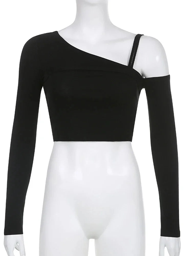 Y2K Aesthetic Gothic Graphic Long Sleeve Tees for Women – 2000s E-Girl Grunge Streetwear Top