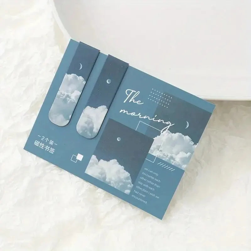 2pcs Magnetic Forest-Themed Bookmarks – Landscape Design for Book Lovers & Readers