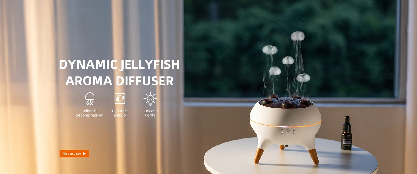 Creative Jellyfish-Shaped Ultrasonic Aroma Humidifier with Remote Control – Essential Oil Diffuser & Mist Maker