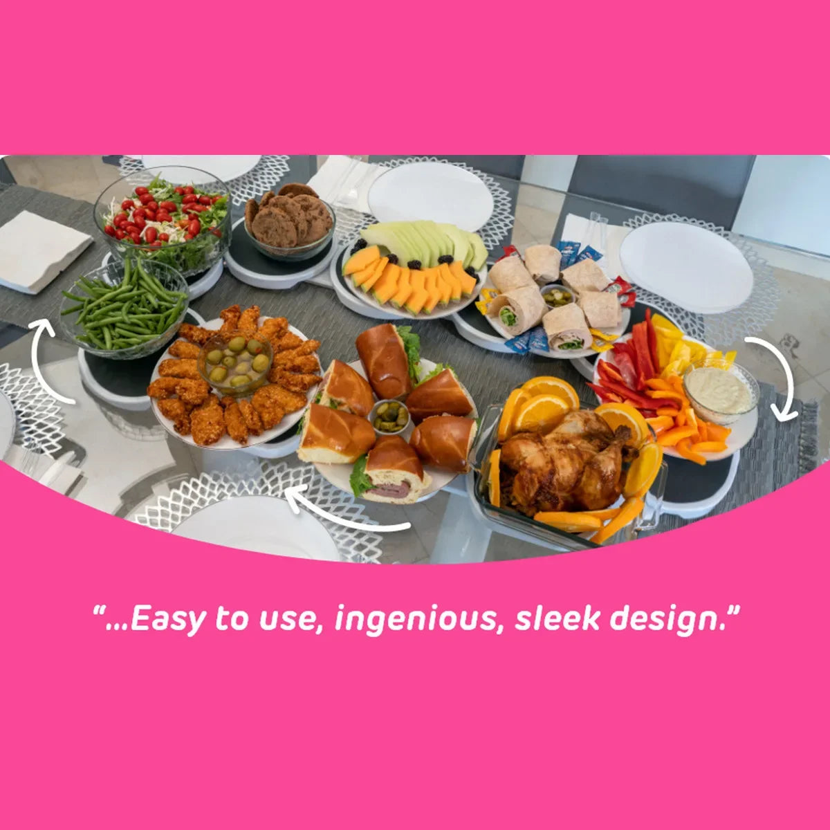 360° Rotating Kitchen & Dining Table Turntable – Heat-Resistant Lazy Susan for Rectangular Tables & Countertops