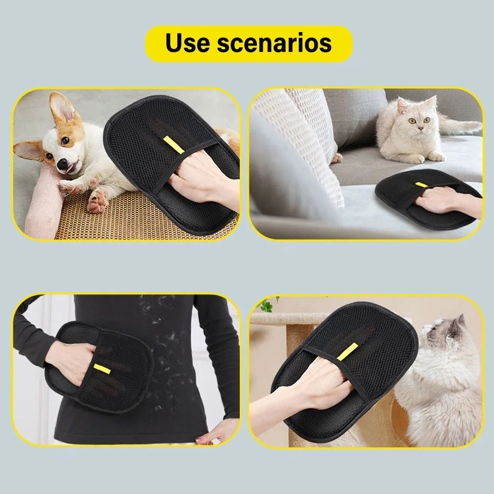 Pet Hair Remover Glove & Brush – Household Hair Cleaning Tool for Cats & Dogs, Lint Scraper for Furniture and Clothing