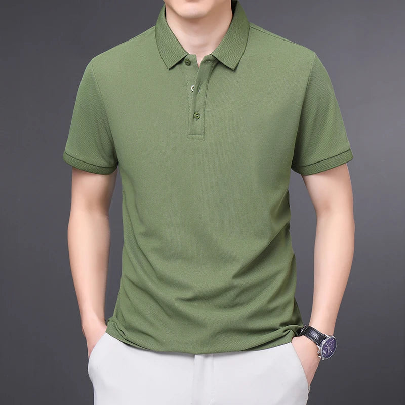 Men's Plain Short-Sleeve Polo Shirt – Summer Casual & Business Wear, Lightweight and Comfortable
