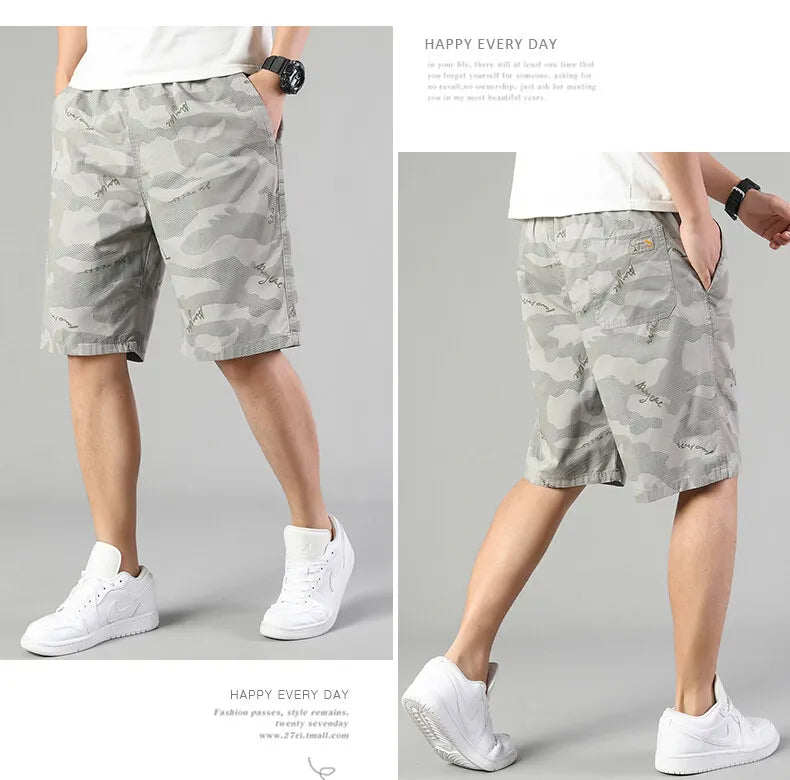 Men’s Relaxed Fit Sweat Shorts – Elastic Waist Cotton Cargo Gym Shorts with Drawstring, Casual and Comfortable