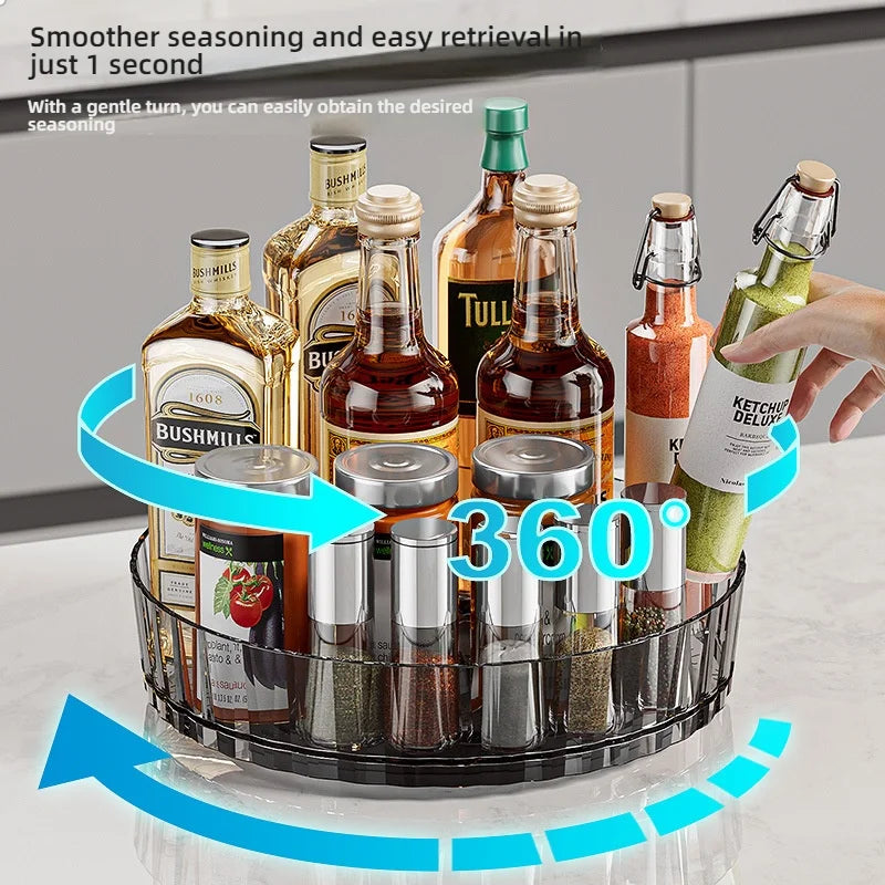 360° Rotatable Non-Slip Storage Rack for Kitchen and Bathroom — Spice, Cosmetic, and Cabinet Organizer Tray