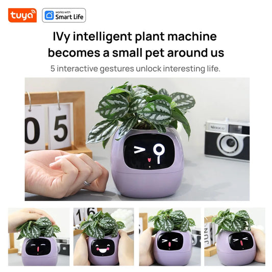 Tuya Ivy AI Smart Flower Pot – 49+ Animated Expressions, 7 Sensors & Intelligent Plant Care