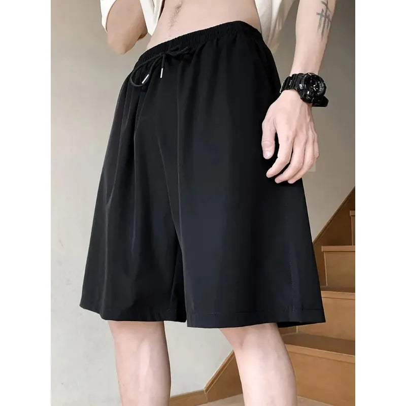 New Summer Solid Color Casual Shorts – Trendy, Loose-Fit Sports & Beachwear for Men