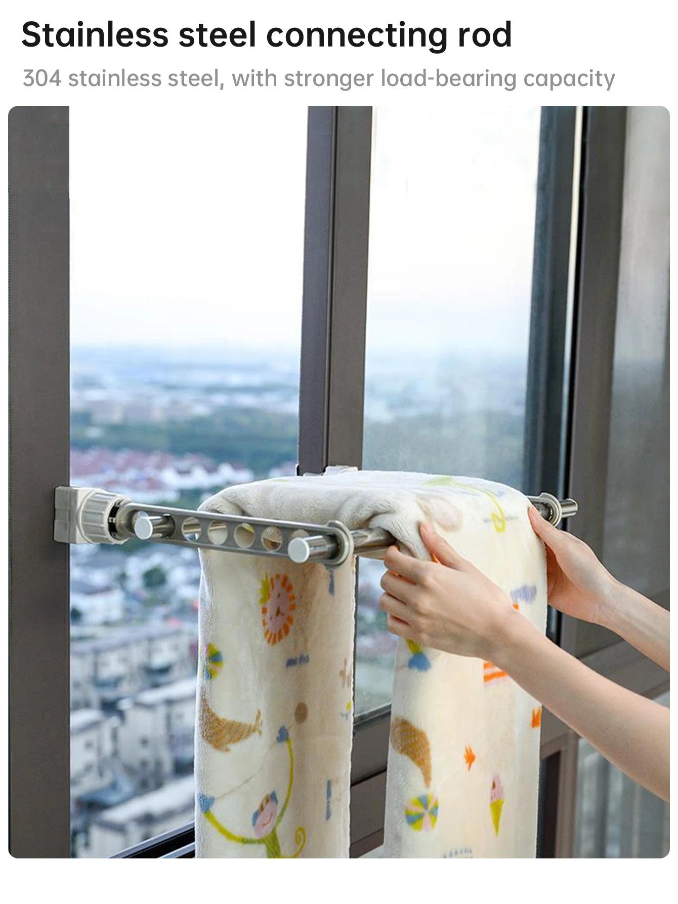 Wall-Mounted Clothes Drying Rack for Balcony & Bathroom – 8-Hole Space-Saving Indoor Laundry Hanger