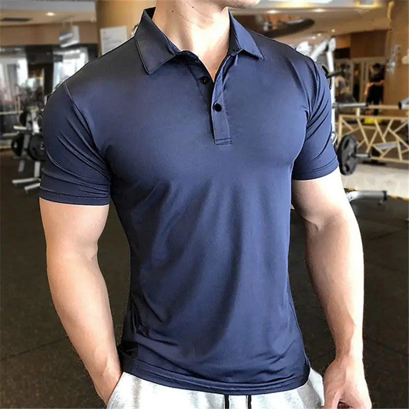 Men’s Slim Fit Polo Shirt – Quick Dry Solid Color Short Sleeve Sports Tee for Spring & Summer