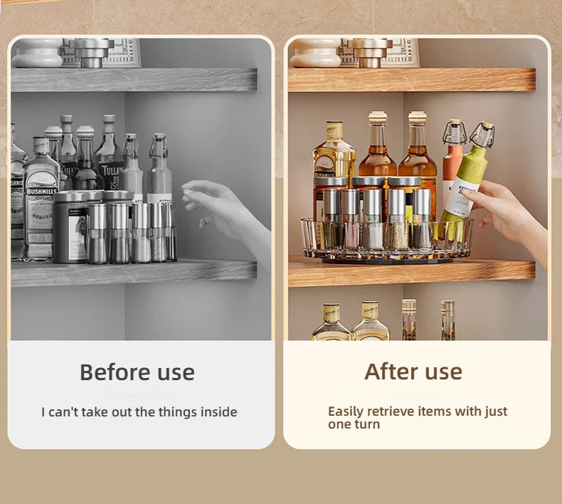 360° Rotatable Non-Slip Storage Rack for Kitchen and Bathroom — Spice, Cosmetic, and Cabinet Organizer Tray