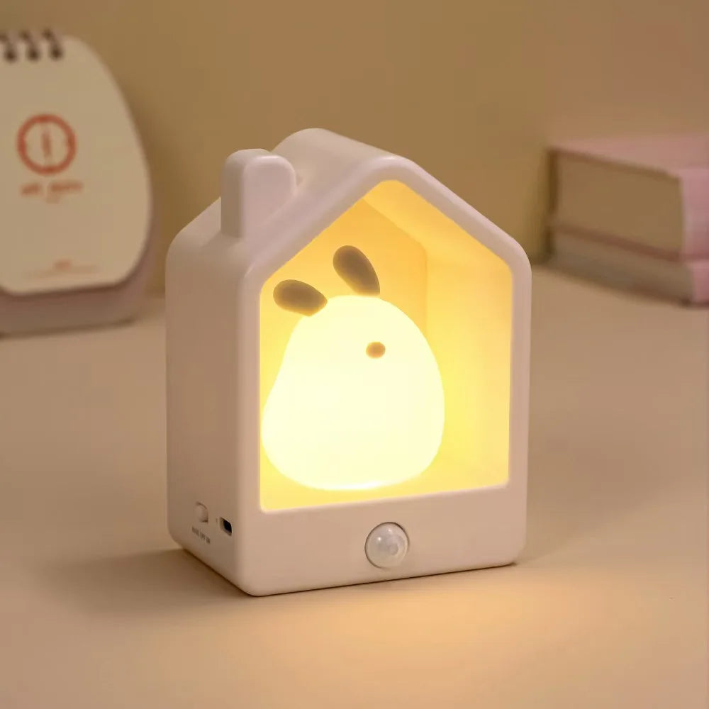 USB Rechargeable Silicone LED Night Light with Motion Sensor – Cute Animal Design for Kids' Bedroom or Nursery Wall