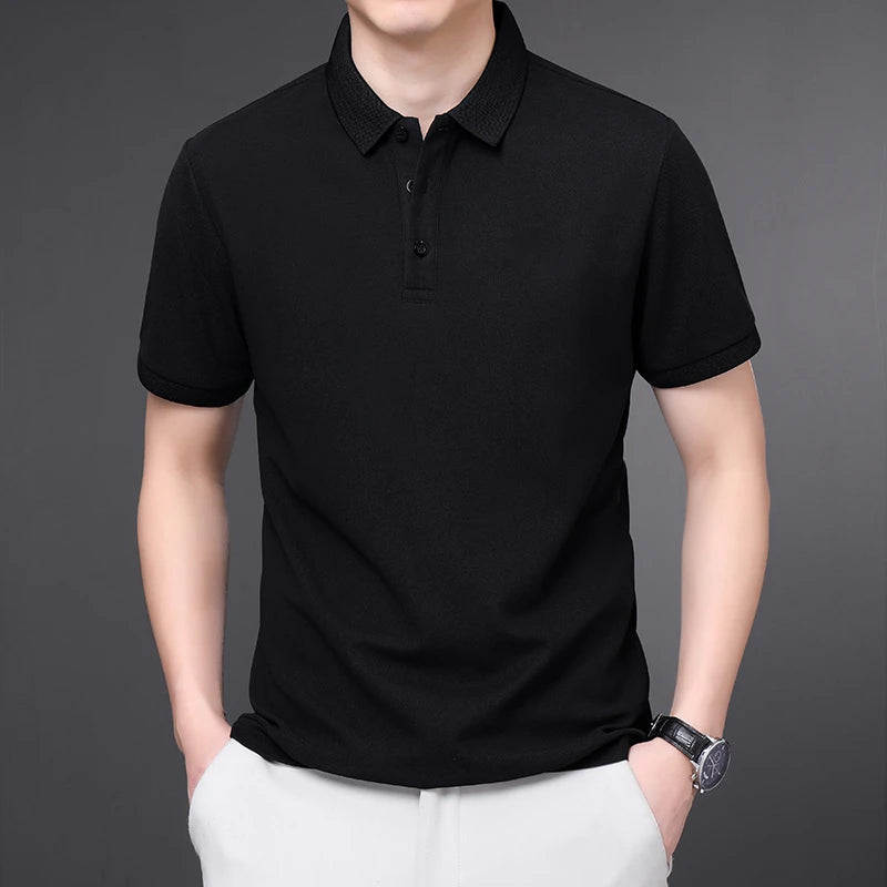 Men's Plain Short-Sleeve Polo Shirt – Summer Casual & Business Wear, Lightweight and Comfortable
