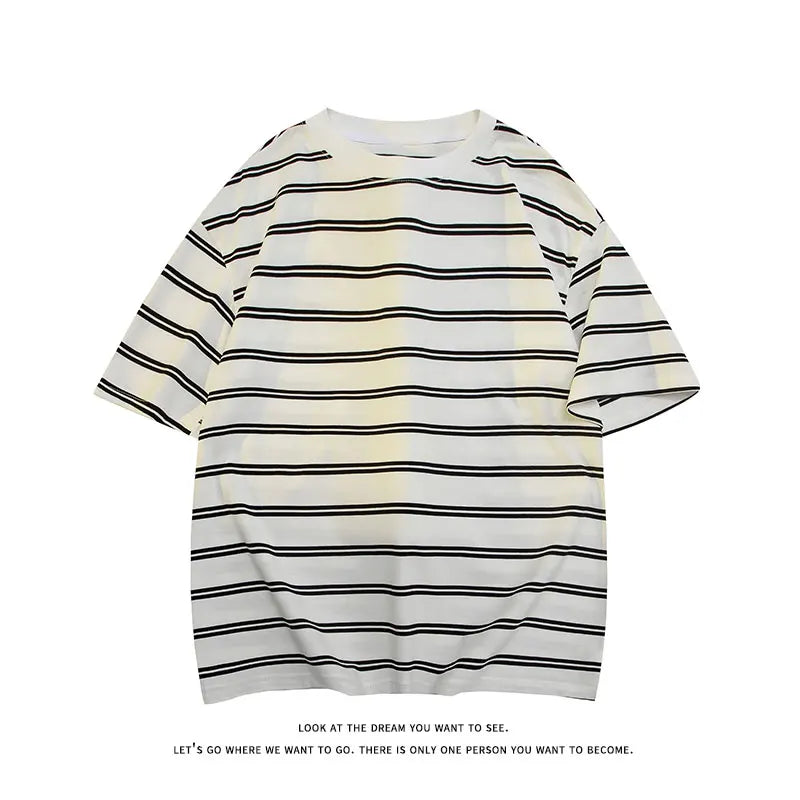 Men’s Striped Cotton T-Shirt – Casual Summer Fashion Tee, Oversized Fit, Available Up to 5XL, Funny and Stylish Design 
