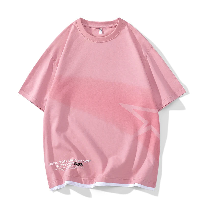 Men’s Loose Fit Letter Print T-Shirt – Harajuku Y2K Streetwear Short Sleeve Casual Tee